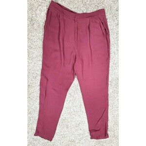 Massimo Dutti Maroon Pockets Straight Leg Dress Pants 100% Viscose Size 10 NWT